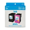 thumbnail image 1 of Remanufactured ONN HP 63 Black & Tri-Color Inkjet Cartridges 2-Pack, 1 of 9