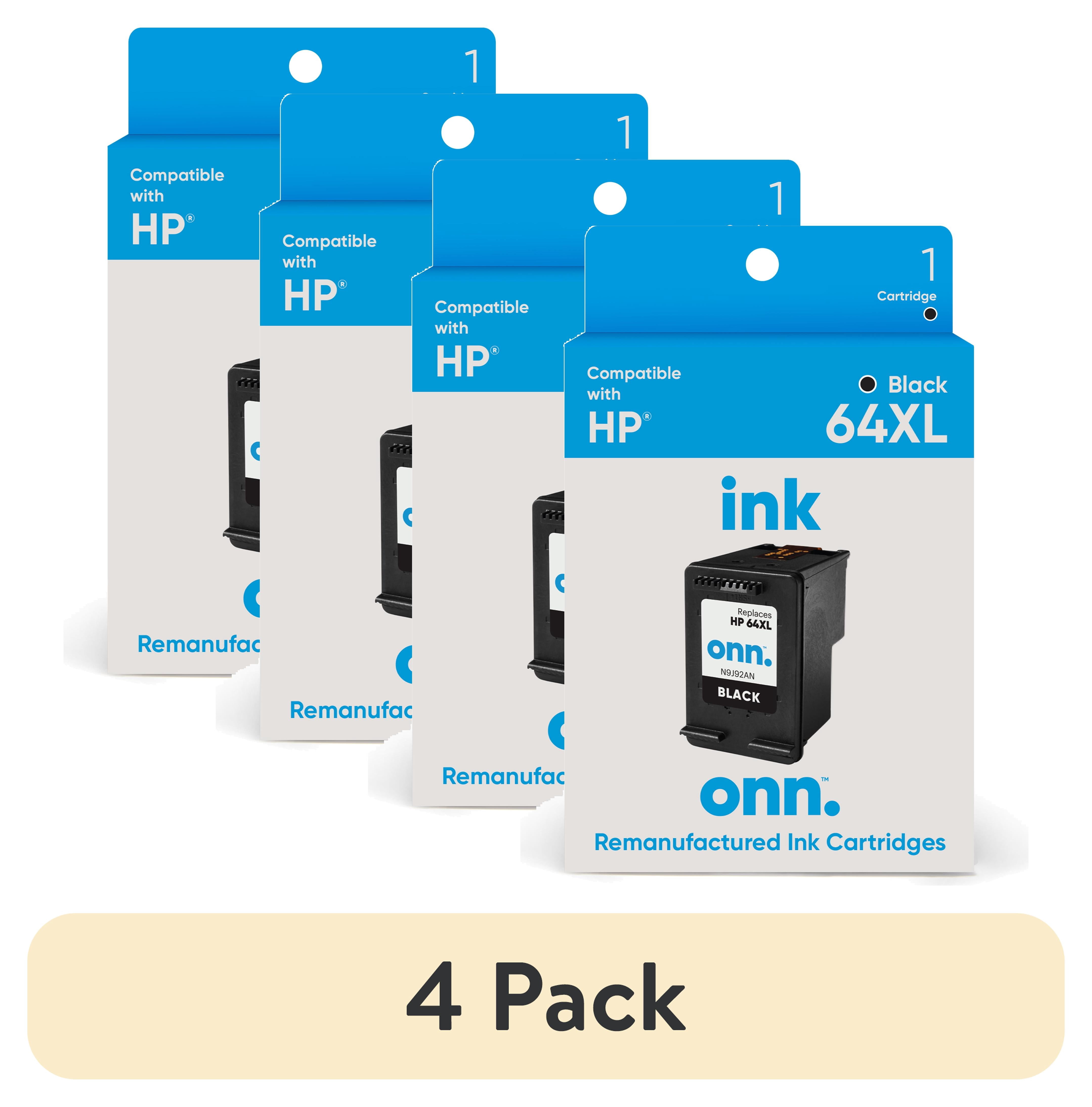(4 pack) onn. HP 64XL Black Ink Cartridge
