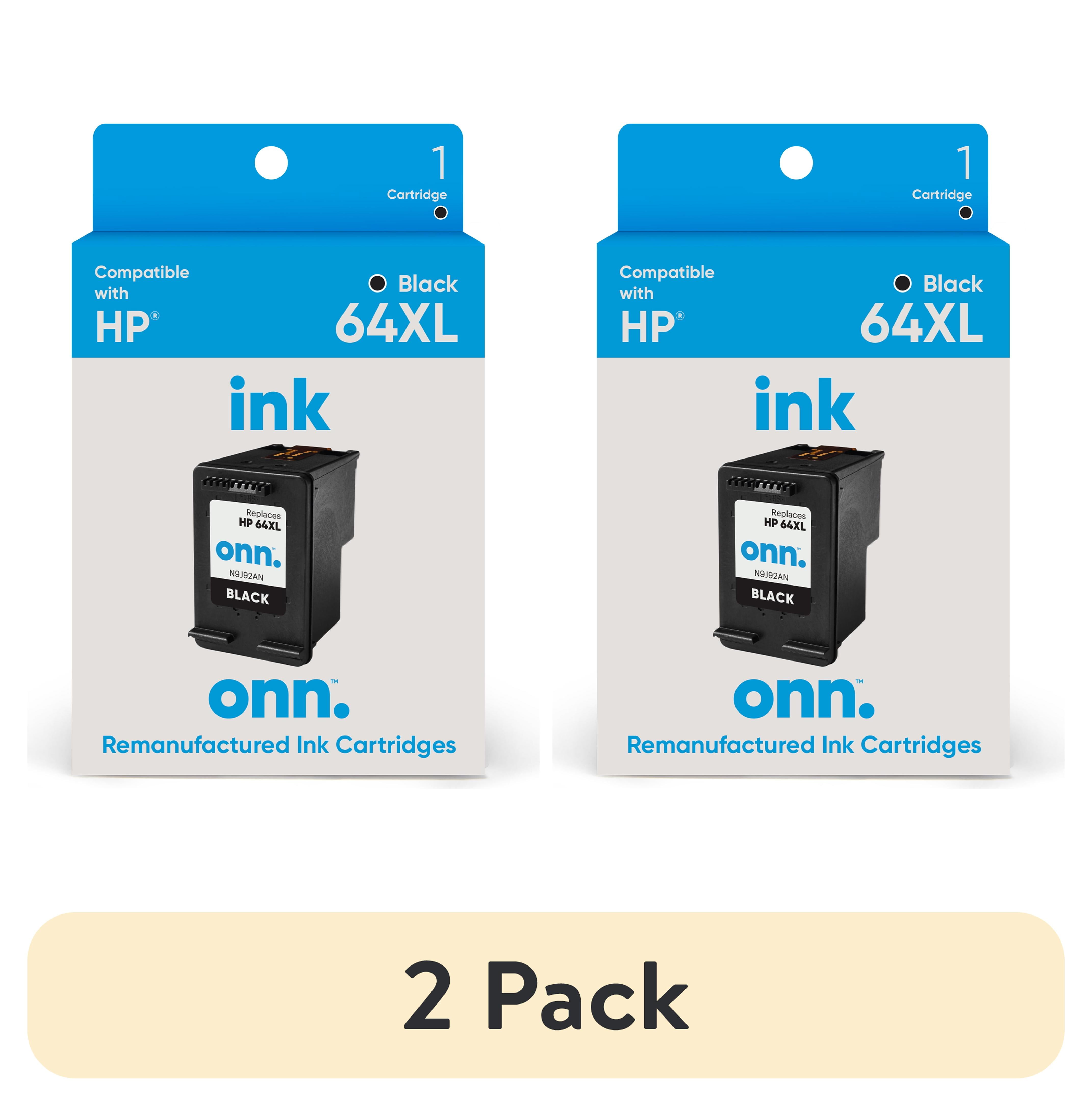 (2 pack) onn. HP 64XL Black Ink Cartridge