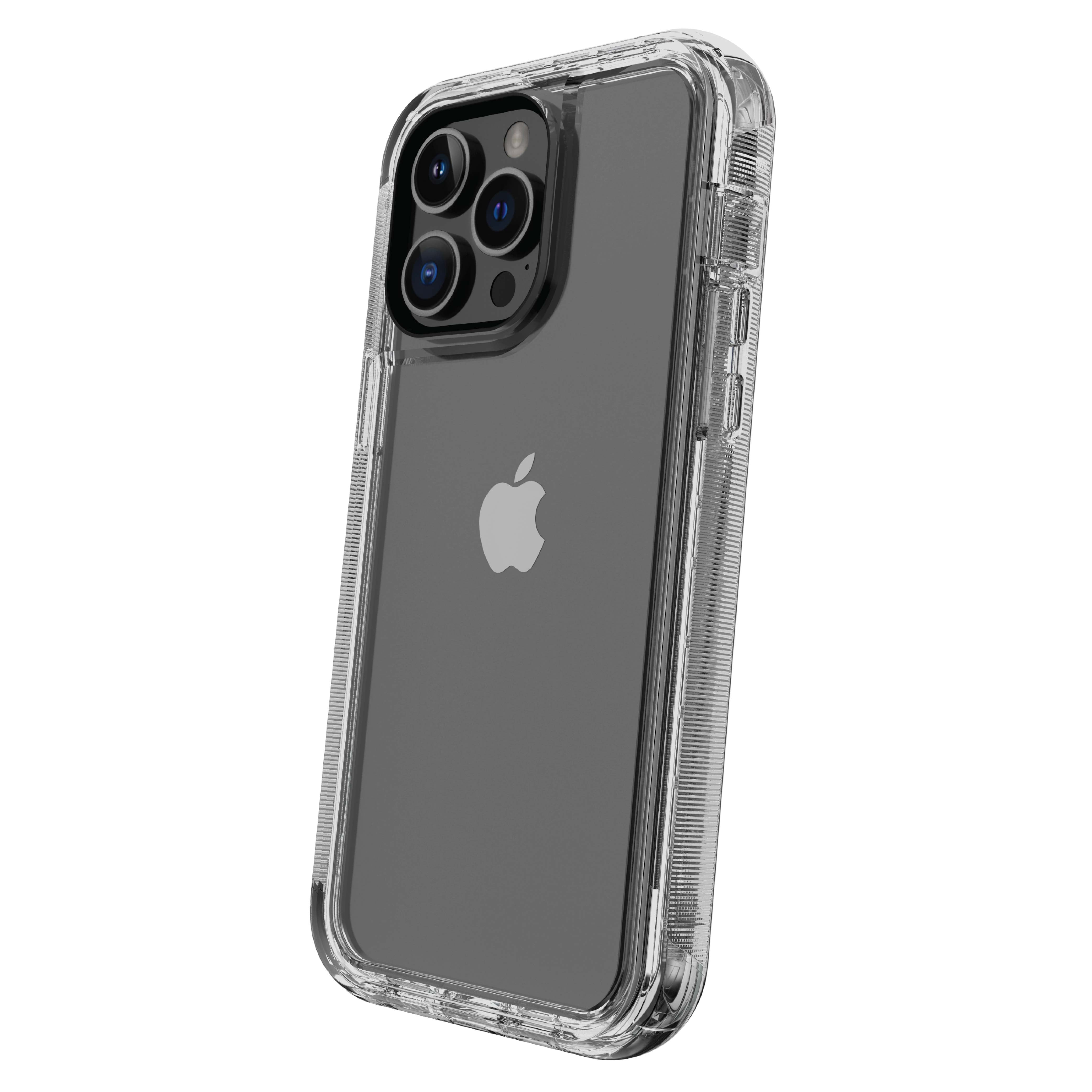onn Rugged Phone Case with Holster for iPhone 14 Pro Max - Clear