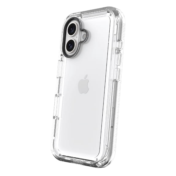 onn. Rugged Phone Case with Holster for iPhone 16 - Clear