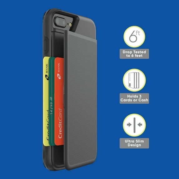 onn. Slim Card Case for iPhone 6 Plus, iPhone 6s Plus, iPhone 7 Plus, iPhone 8 Plus