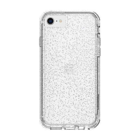 onn. Slim Rugged Phone Case for iPhone 6, 6s, 7, 8, SE 2020, SE 2022 - Clear with Silver Glitter