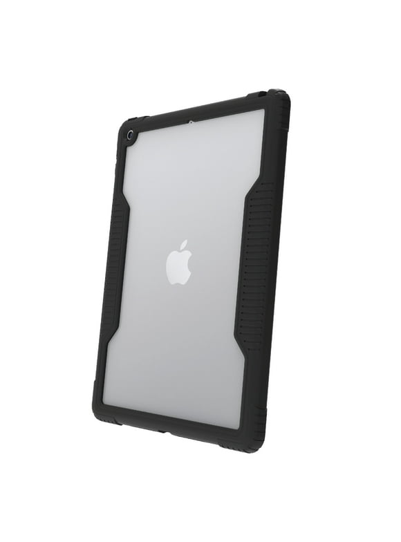 onn. Slim Rugged Tablet Case for iPad (7th, 8th, 9th generation) - Black/Clear