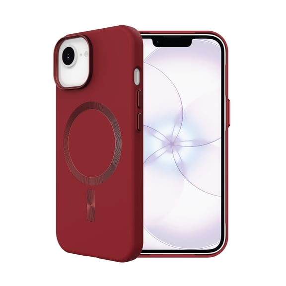 onn Soft Touch Phone Case for iPhone 17e / 16e / 15 / 14 / 13, MagSafe Compatible - Deep Red