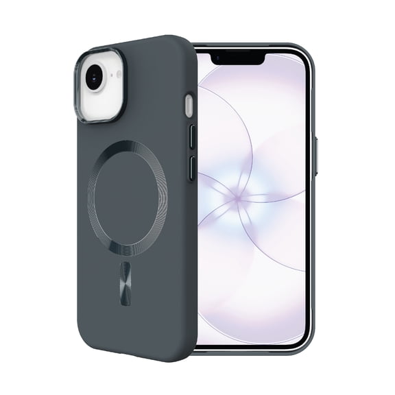 onn Soft Touch Phone Case for iPhone 17e / 16e / 15 / 14 / 13, MagSafe Compatible - Gray
