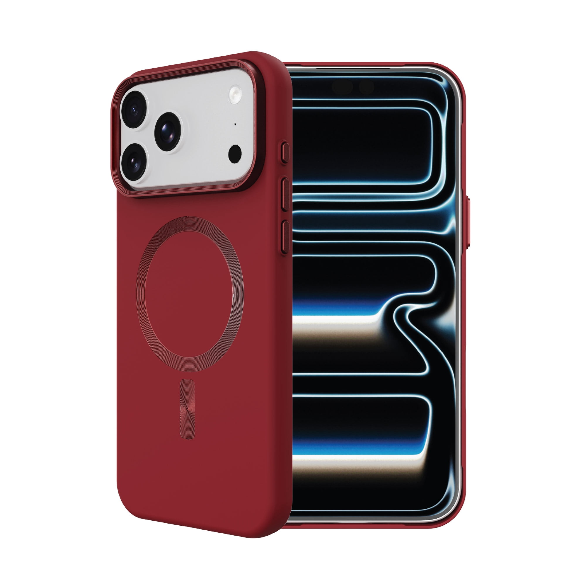 onn Soft Touch Phone Case for iPhone 18 Pro Max / 17 Pro Max, MagSafe Compatible - Deep Red