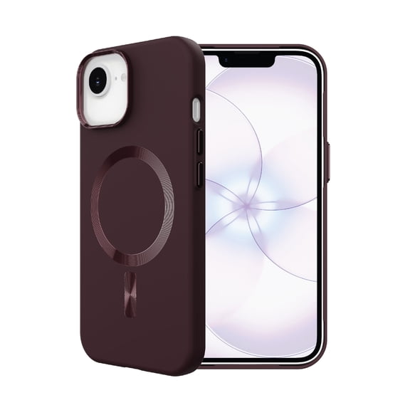 onn Soft Touch Phone Case for iPhone 17e / 16e / 15 / 14 / 13, MagSafe Compatible - Plum Chocolate