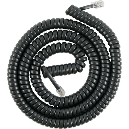 onn. Telephone Coiled Handset Cord, 15 feet, Black