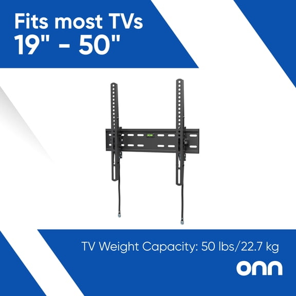 onn Tilting TV Wall Mount for 19" to 50" TVs, UL Listed, up to 12 Tilting