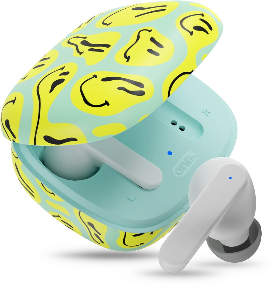onn. True Wireless Earbuds with Charging Case Smiley