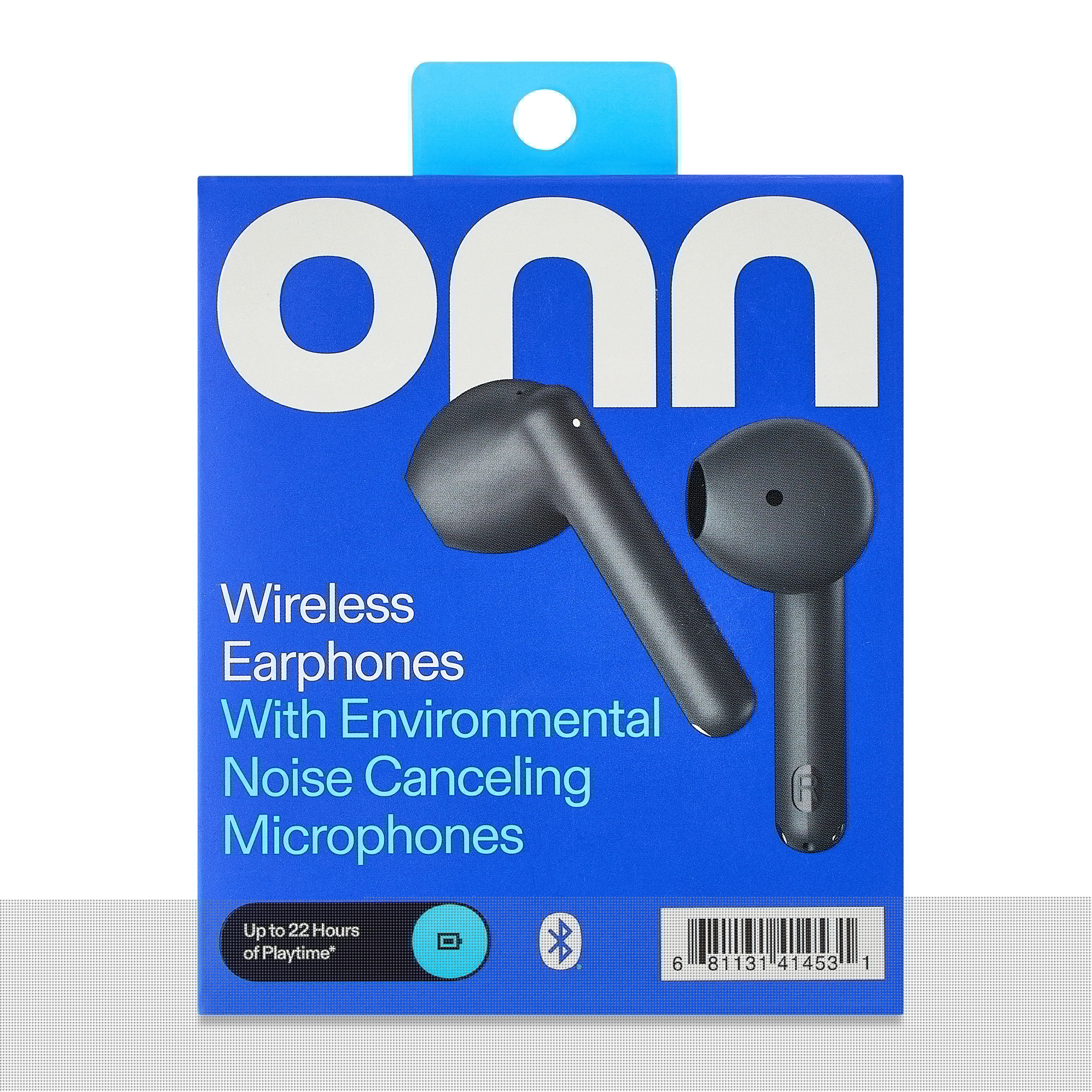 onn Bluetooth Wireless Earphones with Environmental Noise Canceling Microphones and Charging Case, Gray