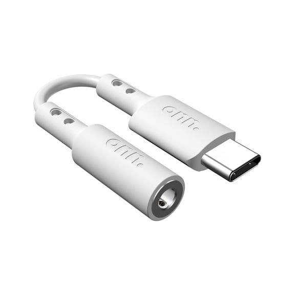 onn USB-C to 3.5mm Audio Jack Adapter, USB-IF Certified, White