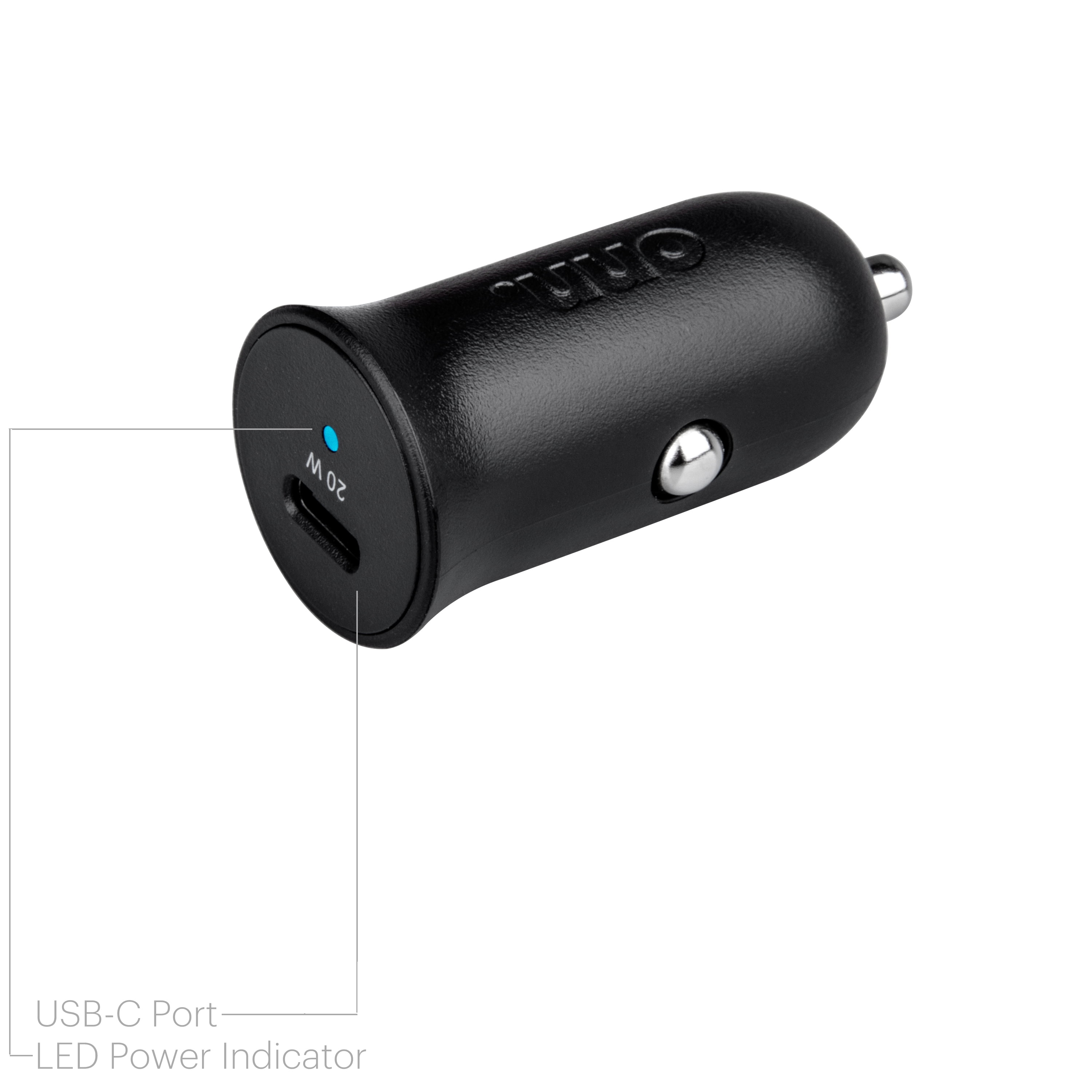 onn. USB-C Car Charger with 20W Power Delivery, Black