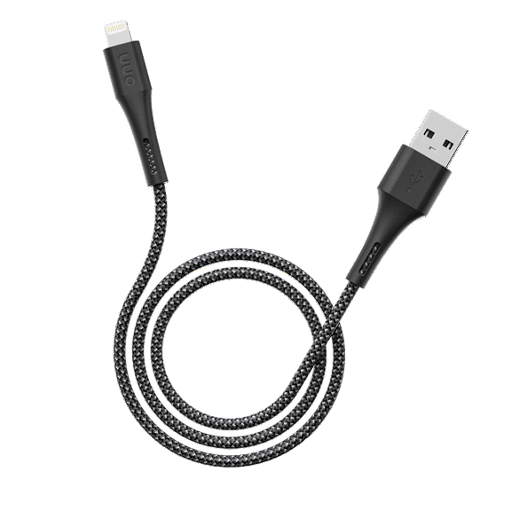 onn 6ft Lightning to USB-A Soft-touch Braided Charging Cable, MFi Certified, Black