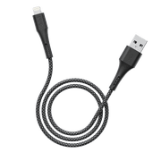 onn 6ft Lightning to USB-A Soft-touch Braided Charging Cable, MFi Certified, Black
