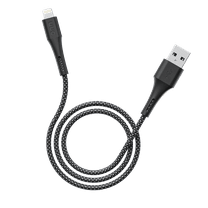 onn 6ft Lightning to USB-A braided charging cable, MFI certified, Black