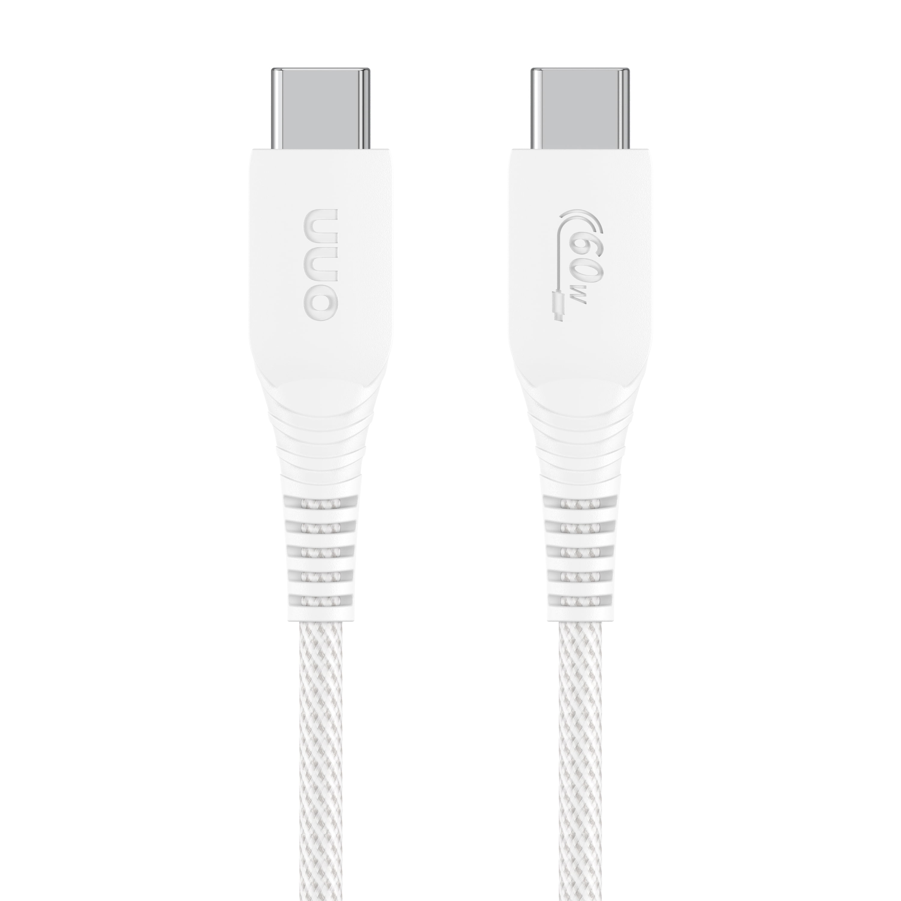 onn 3ft USB-C To USB-C Braided Charging Cable, Fast Charging, USB-IF Certified, White - Compatible with iPhone 17/16/15 Series, Samsung Galaxy, Note, Pixel Devices iPad Pro, & More