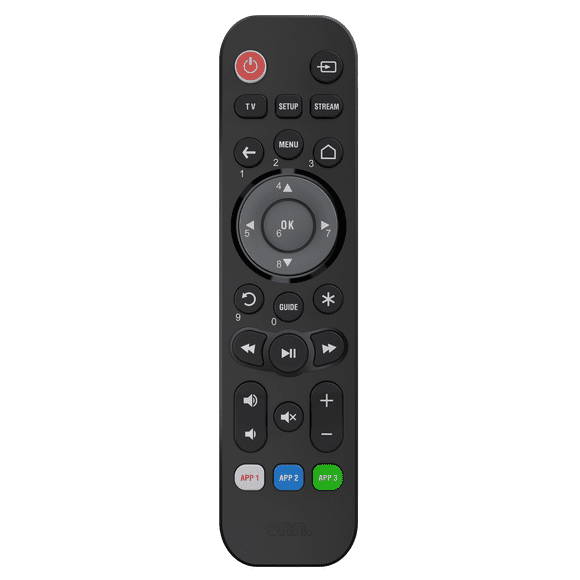 onn. Universal 3-Device Remote, Black, Compatible for TV, Streaming, Soundbar
