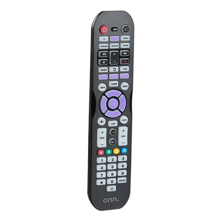 onn. Universal 6-Device Remote, Black, Compatible for TV, DVD, Streaming,  Audio, Soundbar
