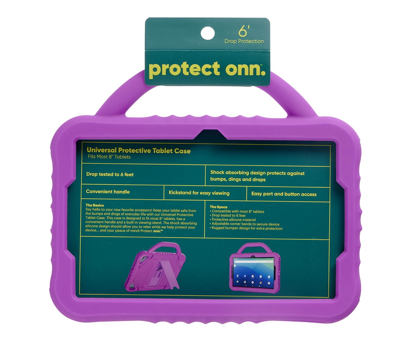 onn. Universal Protective Tablet Case for Most 8" Tablets - Purple