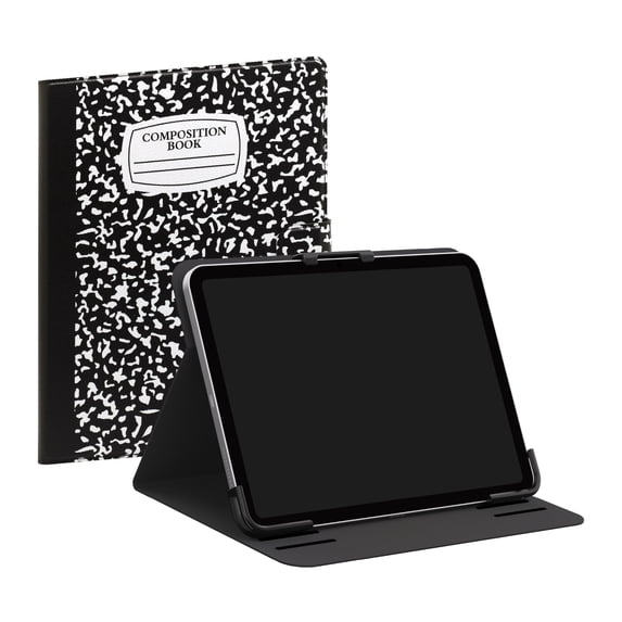 onn Universal Tablet Folio Case, Fits Most 9"- 11" Tablets - Black Composition Notebook