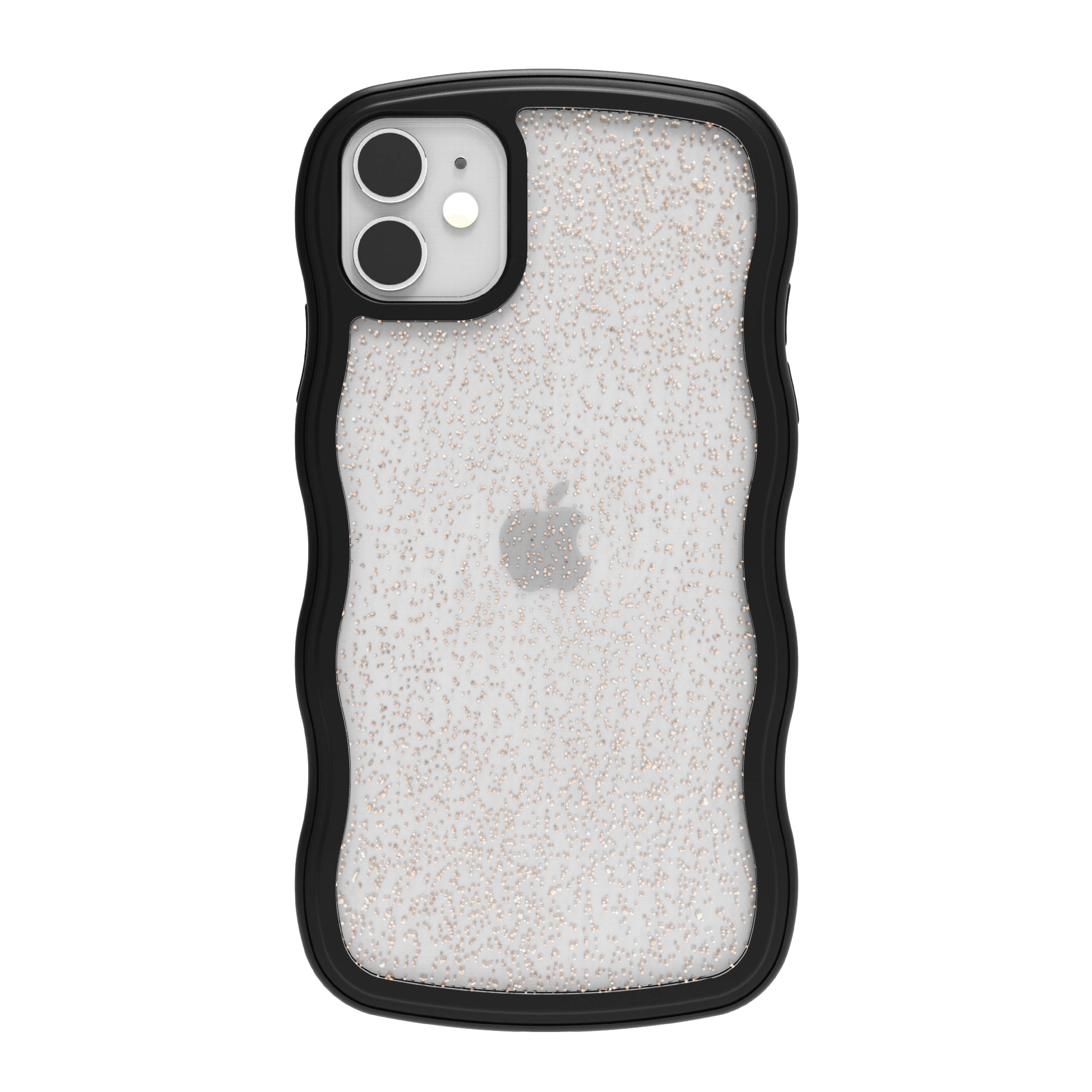 onn Wavy Grip Phone Case for iPhone 11 / iPhone XR - Black/Gold Glitter