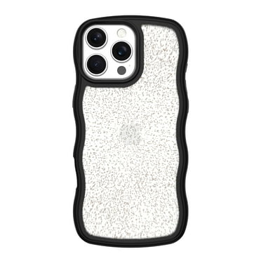 onn Wavy Grip Phone Case for iPhone 16 Pro - Black/Gold Glitter