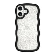 onn Wavy Grip Phone Case for iPhone 16 - Black/Gold Glitter