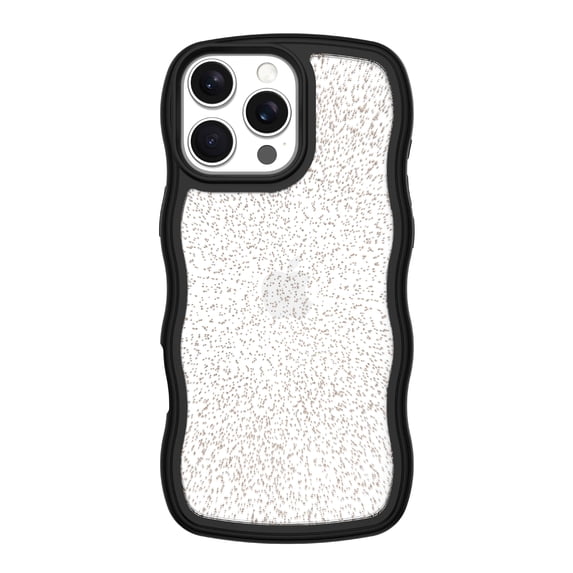 onn Wavy Grip Phone Case for iPhone 16 Pro Max - Black/Gold Glitter