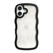 onn Wavy Grip Phone Case for iPhone 17 - Black/Gold Glitter