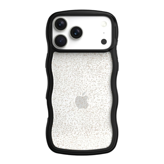 onn Wavy Grip Phone Case for iPhone 17 Pro - Black/Gold Glitter