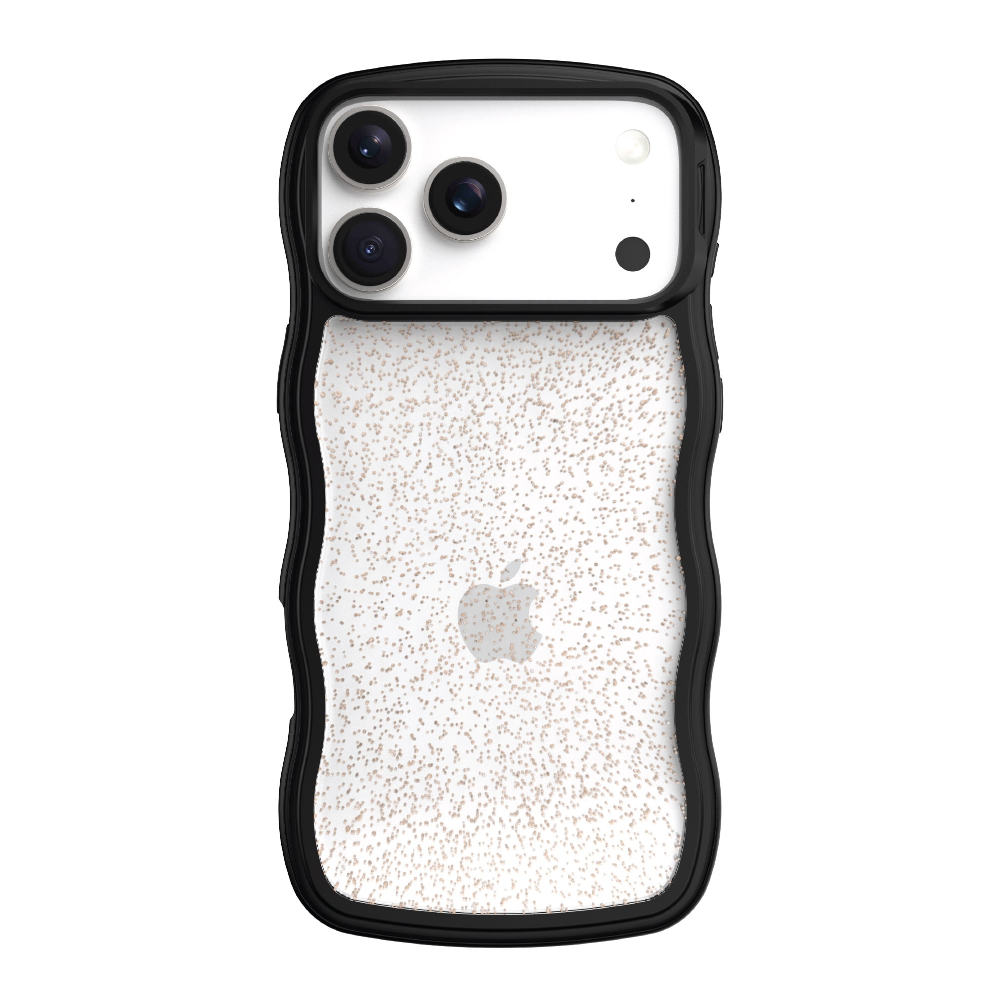 onn Wavy Grip Phone Case for iPhone 17 Pro Max - Black/Gold Glitter