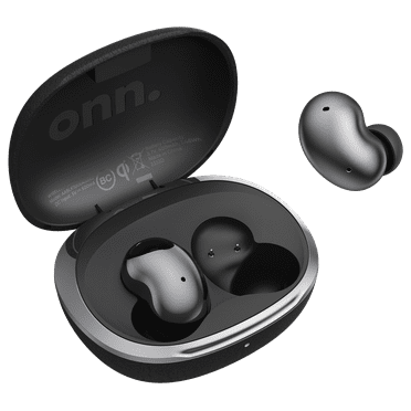 onn Wireless Earphones with Adaptive Noise Canceling and Charging Case, Black