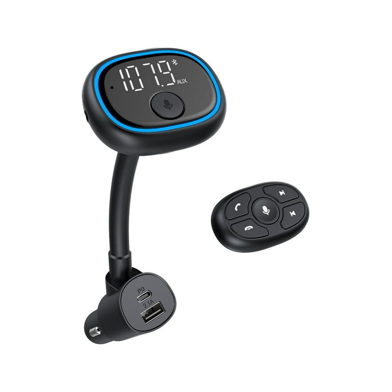 onn. Wireless FM Transmitter with Bluetooth and Native Voice App Compatible  with Smartphone