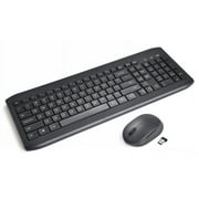 onn. Wireless Keyboard & Mouse Combo, 104 Keys, Optical, USB Nano Receiver, Greystone