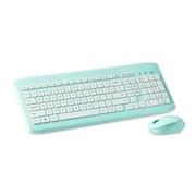 onn Wireless Keyboard and Compact Mouse with Dual-Connectivity 2.4GHz USB Receiver, Blue