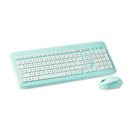 onn Wireless Keyboard and Compact Mouse with Dual-Connectivity 2.4GHz USB Receiver, Blue
