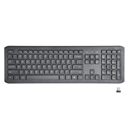 onn. Wireless Silent Full Size Keyboard, Windows & Mac Compatible, USB Receiver, Gray