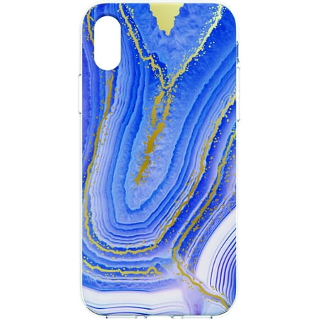 onn. iPhone X & iPhone XS Case, Agate Blue & Metallic Gold