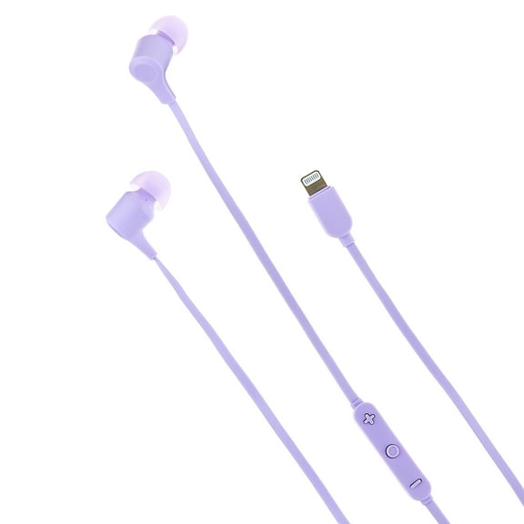 onn Earphones with Lightning Connector, Lilac