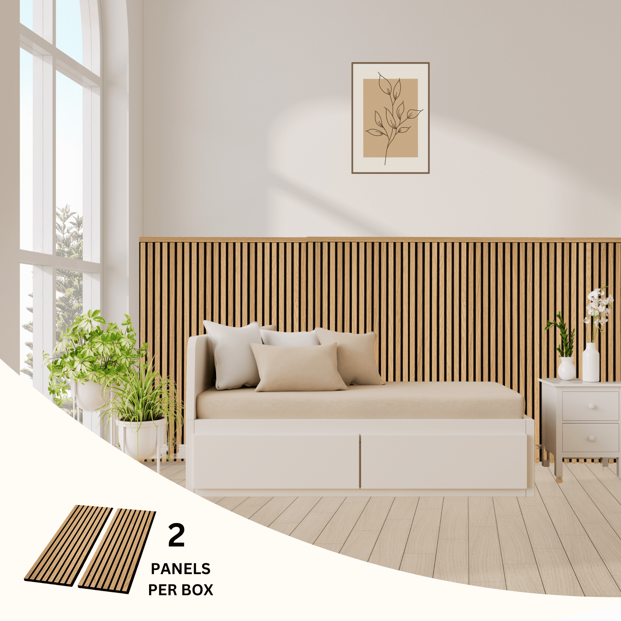 onncom Natural Oak and Black Luxury Wood Veneer Acoustic Slat Wall ...