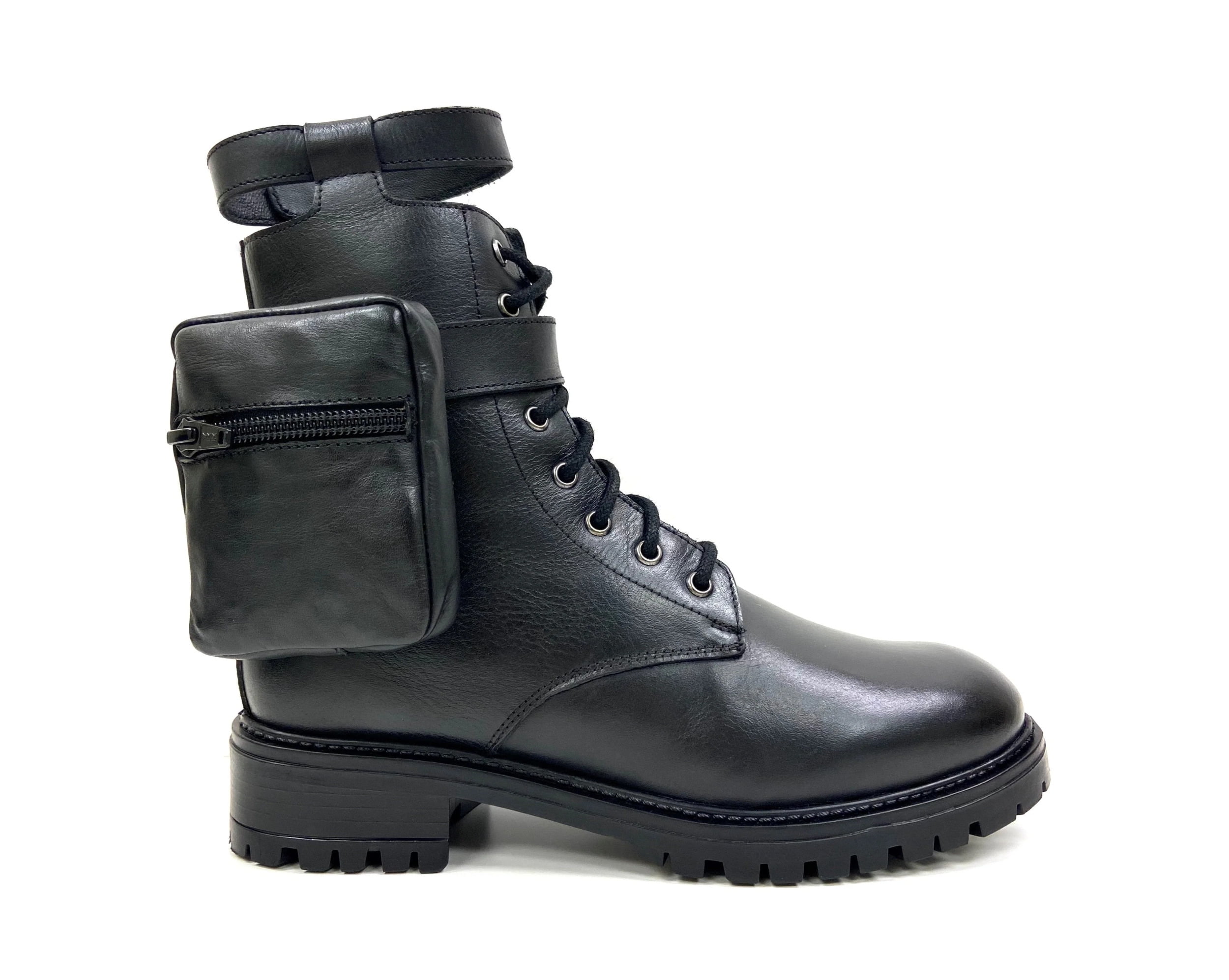 oobash Women s Fashion Combat Zip Boot with Side Pocket Card Holder