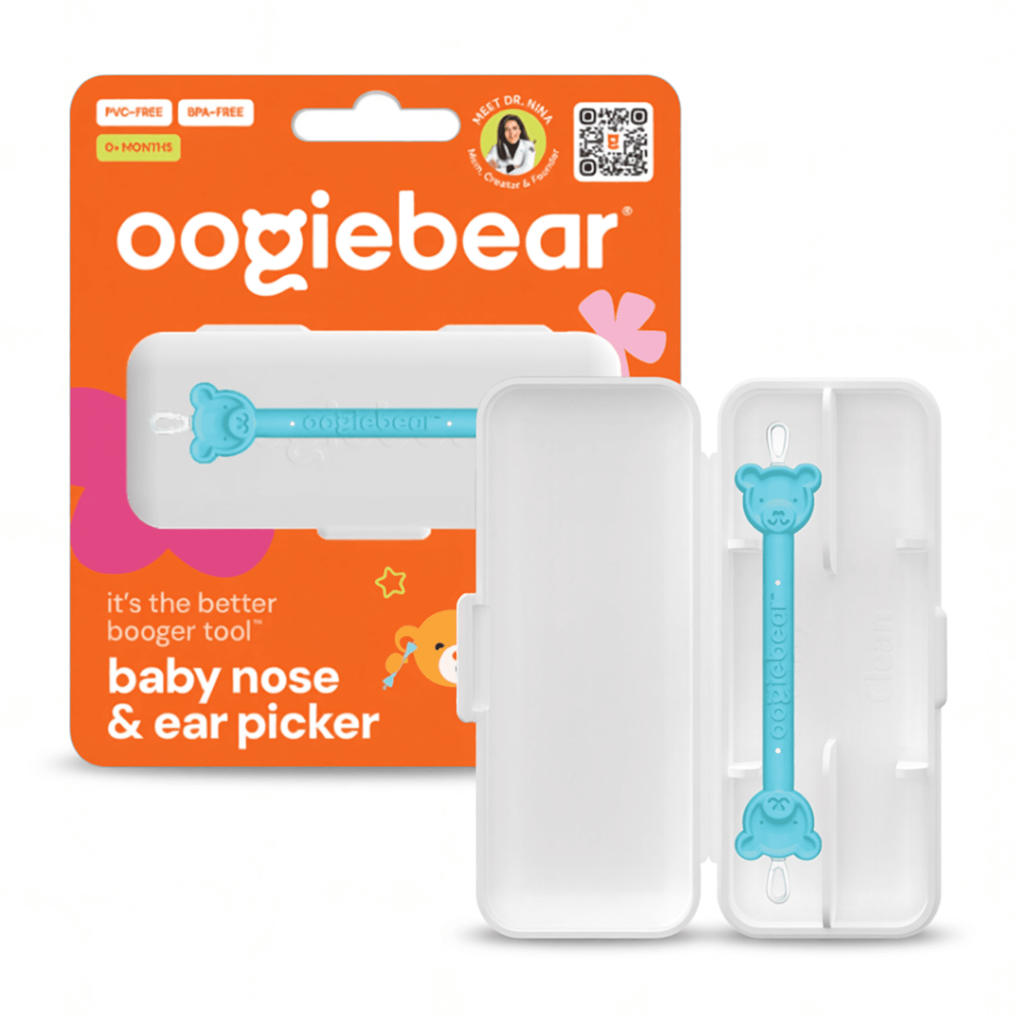 oogiebear Baby Ear & Nose Cleaner, with Case. Dual Earwax and Snot Remover. Aspirator Alternative.