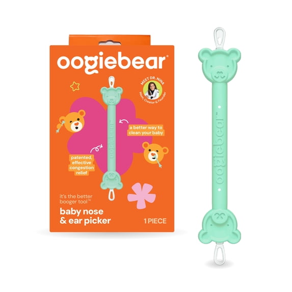 Oogiebear Baby Nose and Ear Cleaner – Newborn & Infant Dual Snot and Ear Wax Remover Tool for Congestion Relief and Hygiene, Mint Green