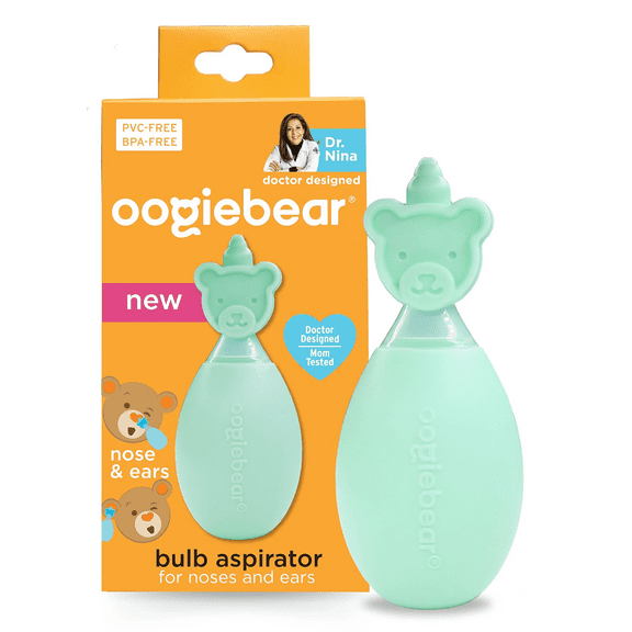 Oogiebear Nose Bulb Aspirator for Newborns  BPA-Free, Latex-Free Nasal Congestion Relief Tool, Mint Green