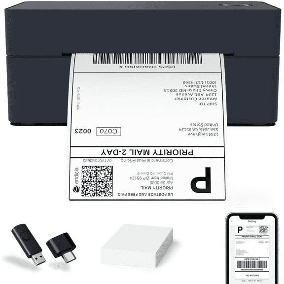 Bluetooth Thermal Shipping Label Printer, 4x6 Portable Thermal Address Label Printer for Small Business, Compatible with iPhone,Android,Windows,Mac