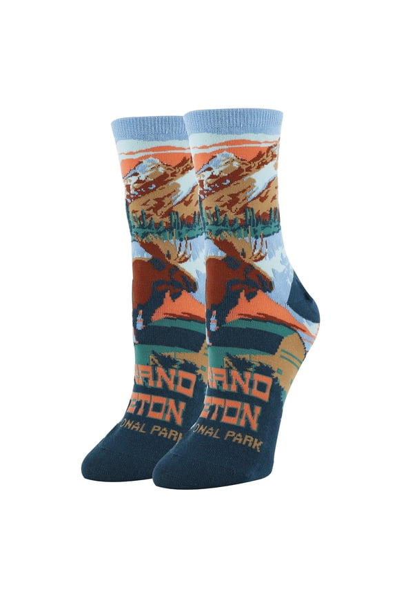 ooohyeah Womens Funny National Parks Crew Socks, Crazy Novelty Cotton Dress Socks, Grand Teton, Size 5-10