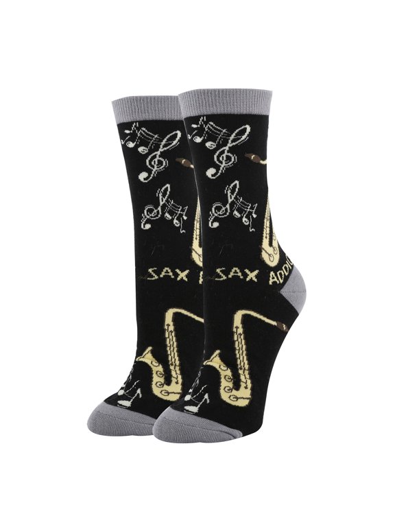 ooohyeah Womens Funny Saying Parks Crew Socks, Crazy Novelty Dress Socks, Sax Addict
