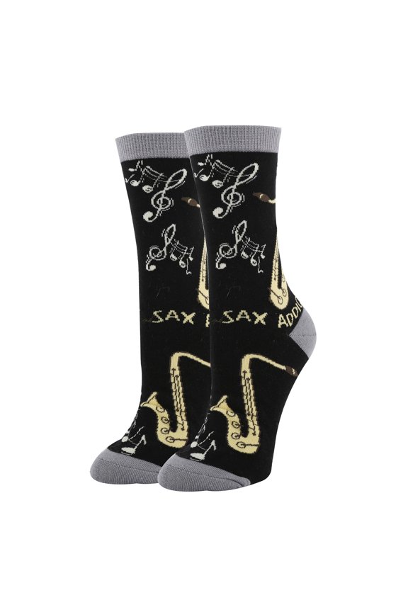 ooohyeah Womens Funny Saying Parks Crew Socks, Crazy Novelty Dress Socks, Sax Addict
